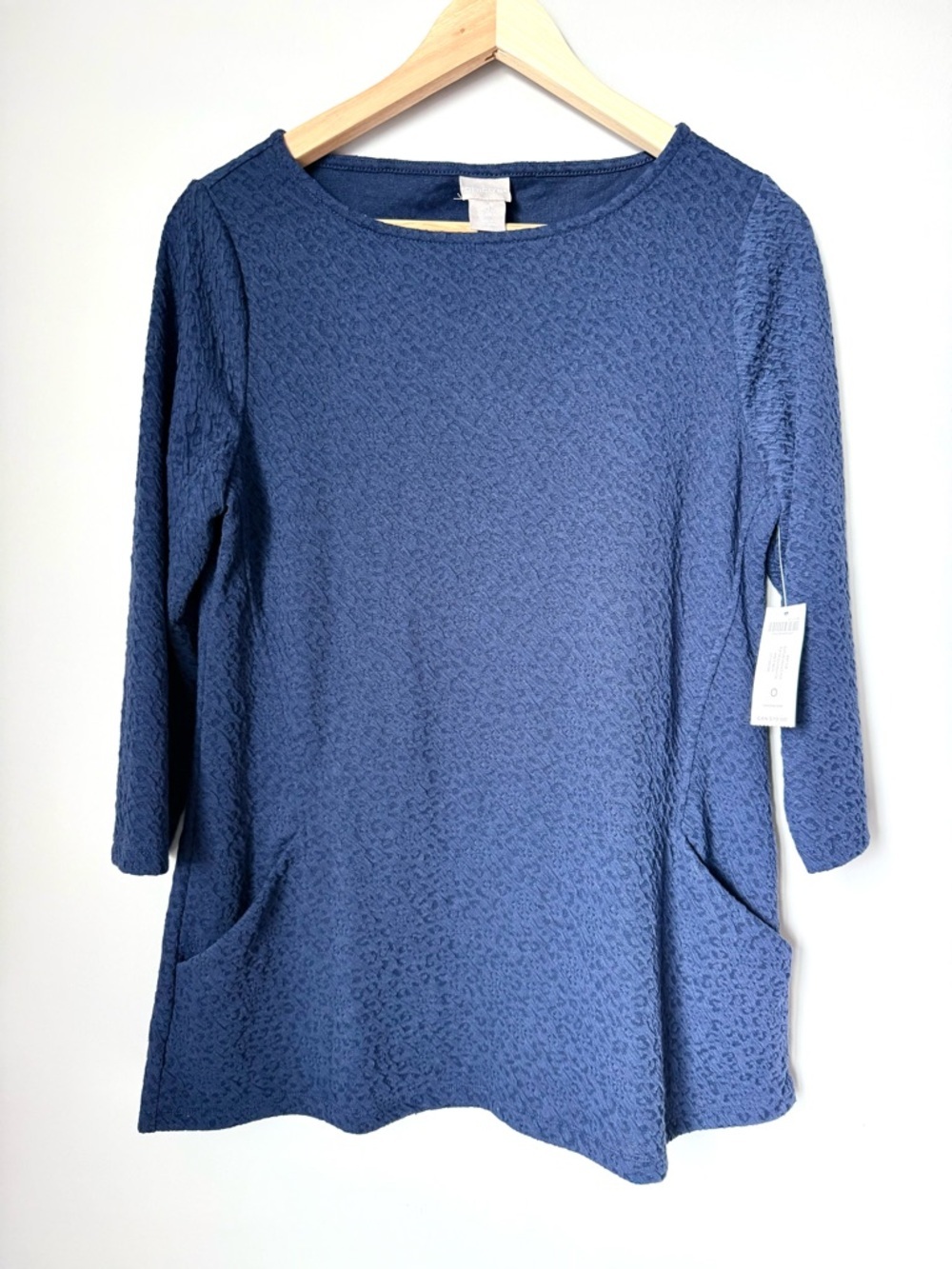 NWT Chico’s Women’s Textured Pocket Tunic Blue